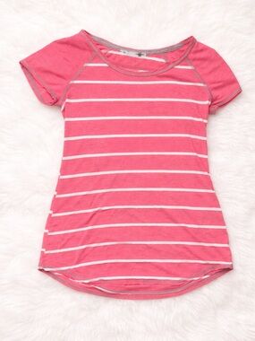 Maurices Pink and White Striped Short Sleeve Tee